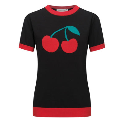 Women's vintage black cherry knit T-shirt