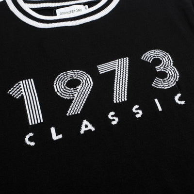 Men's black vintage 1973 knit T-shirt