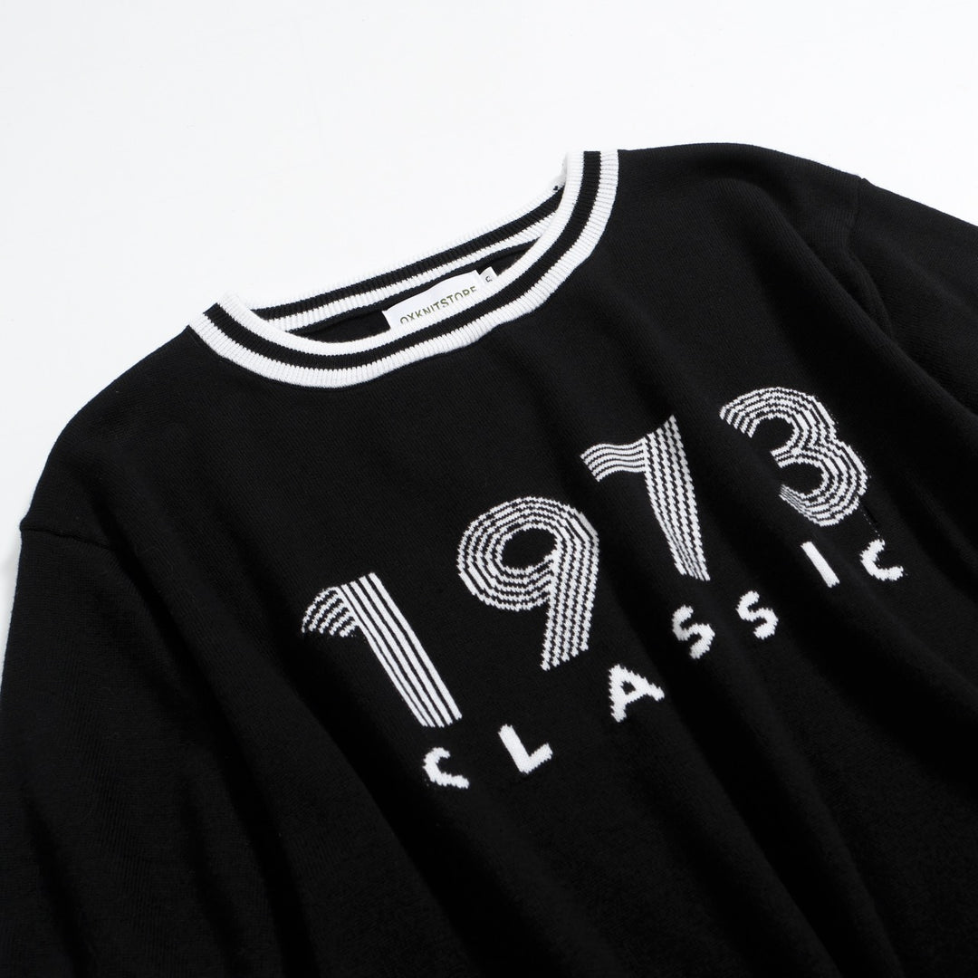 Men's black vintage 1973 knit T-shirt