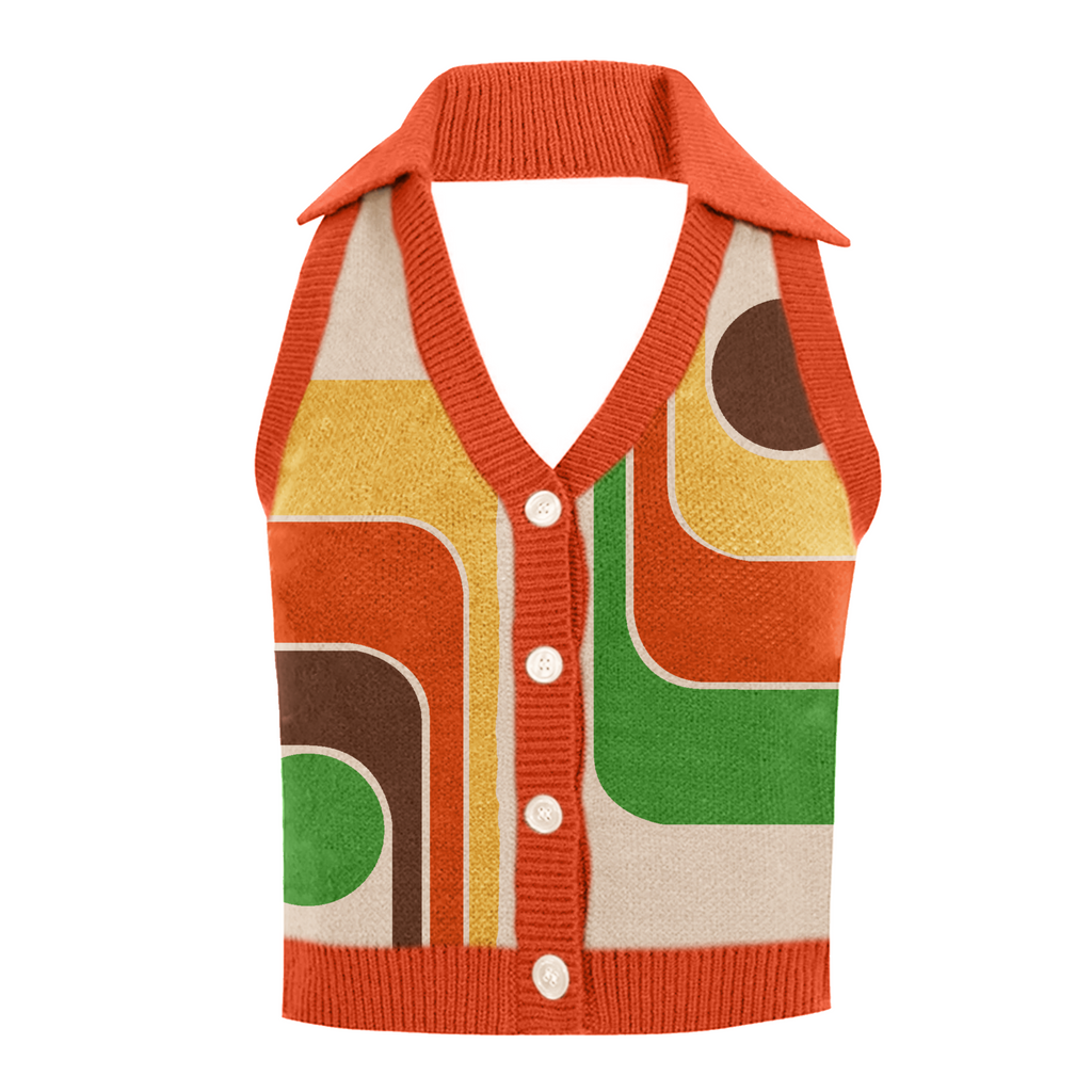 Women's multi-colored art knit vest – OXKnit