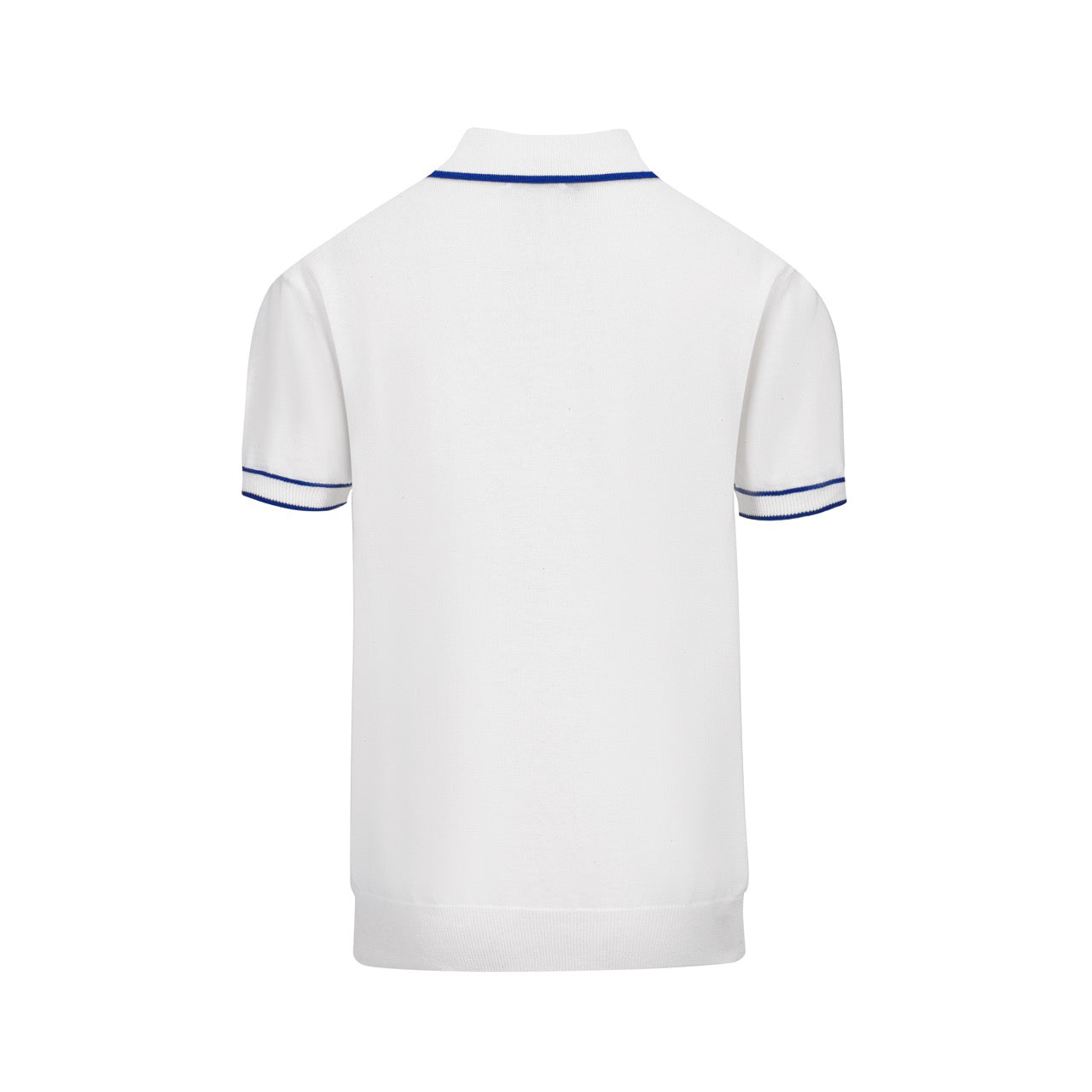 Men's white vintage V-neck embroidered knit polo shirt