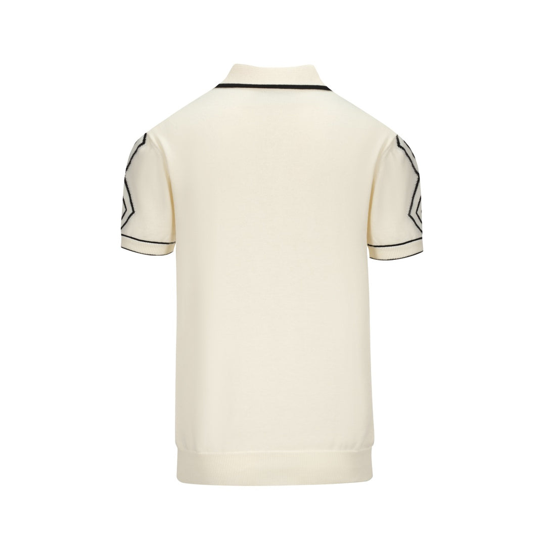 Camisa de polo de cuello en V de Apricot White Men's White