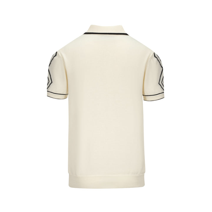 Men's white apricot 60s V-neck polo shirt