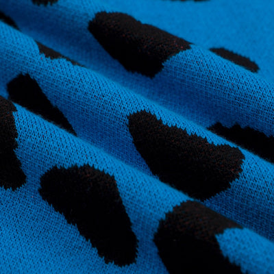 Women's blue leopard knit vest