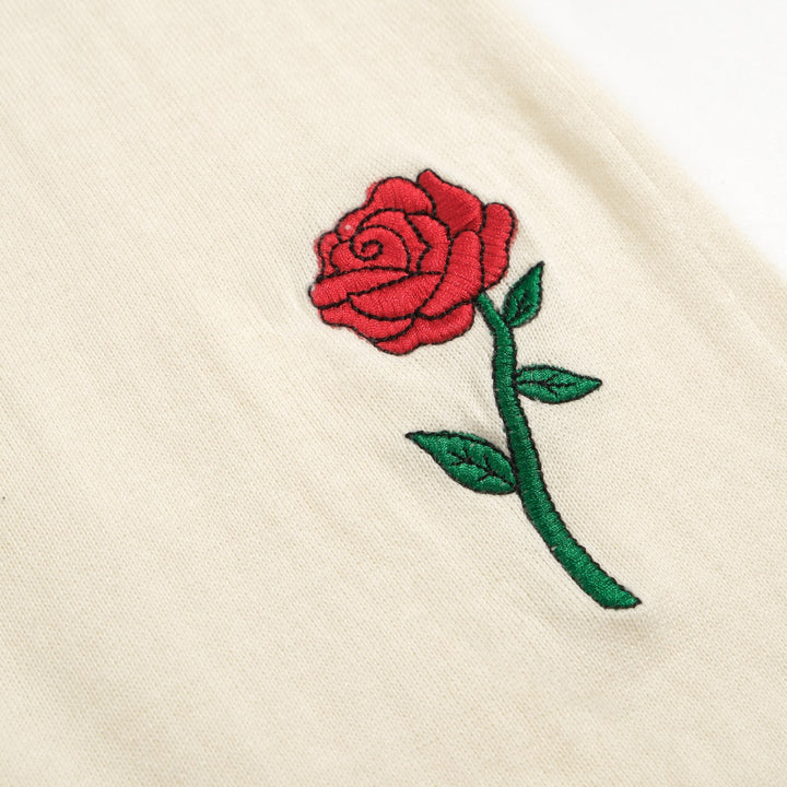 Men's vintage rose embroidery knit shorts