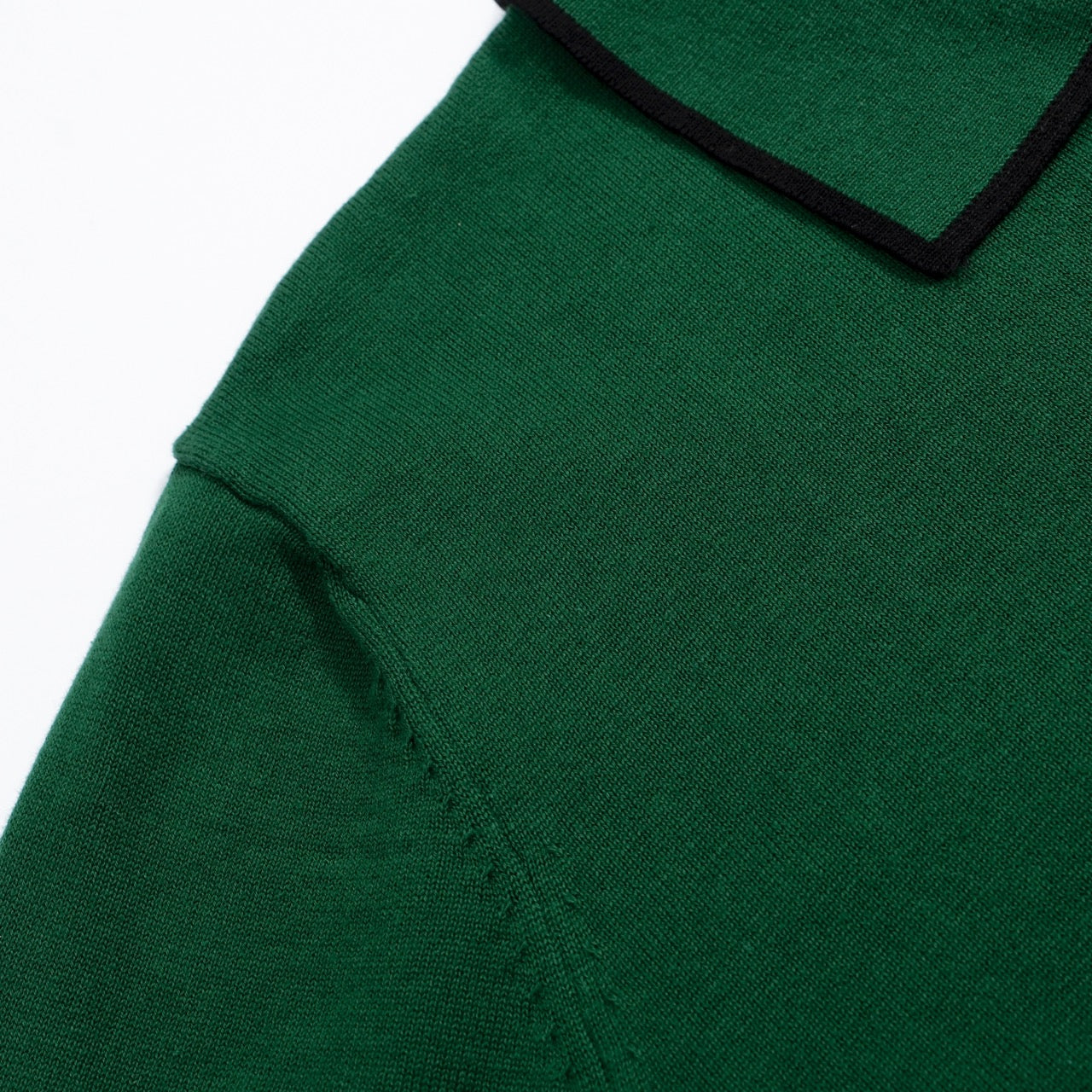 Men's retro green V-neck knit polo shirt