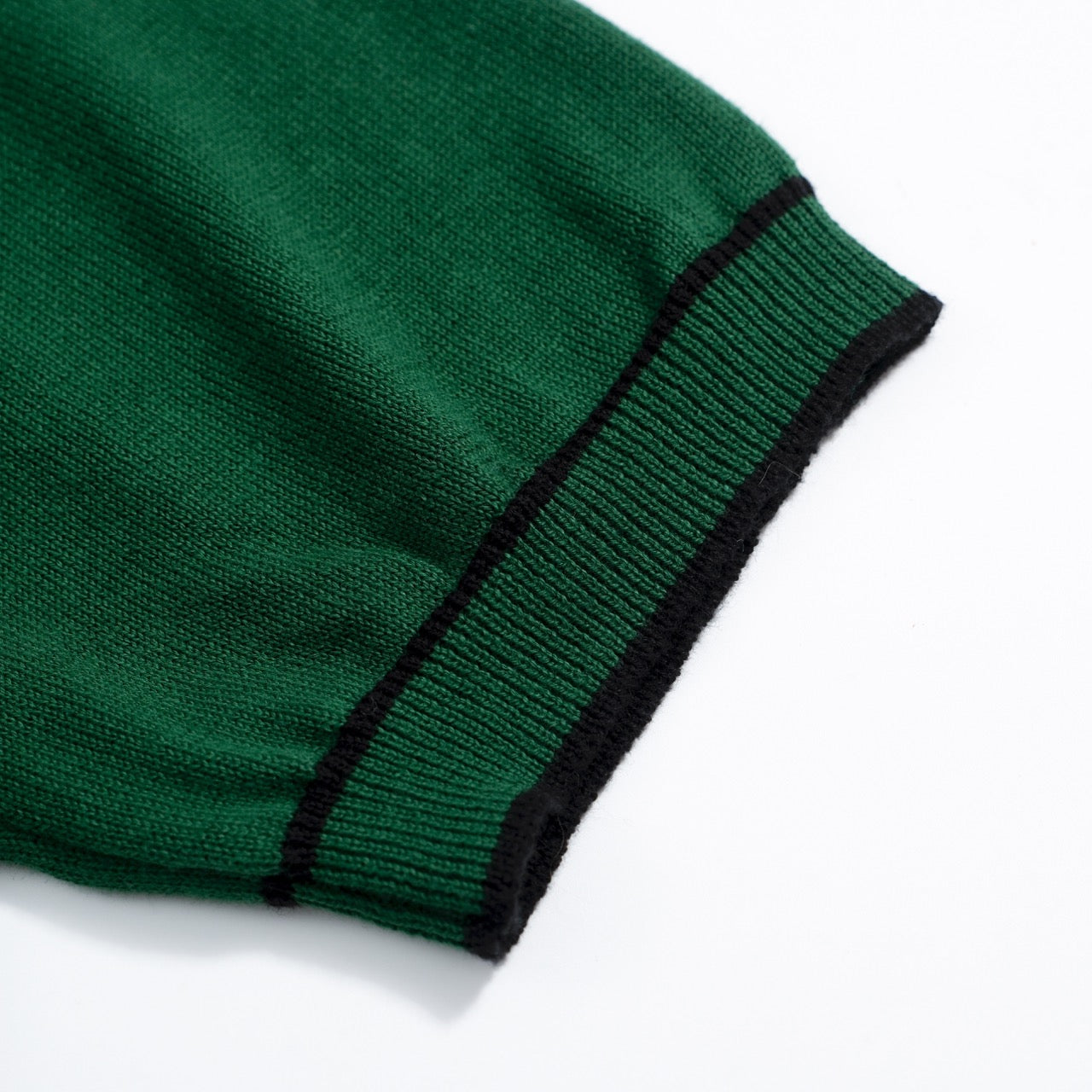 Men's retro green V-neck knit polo shirt