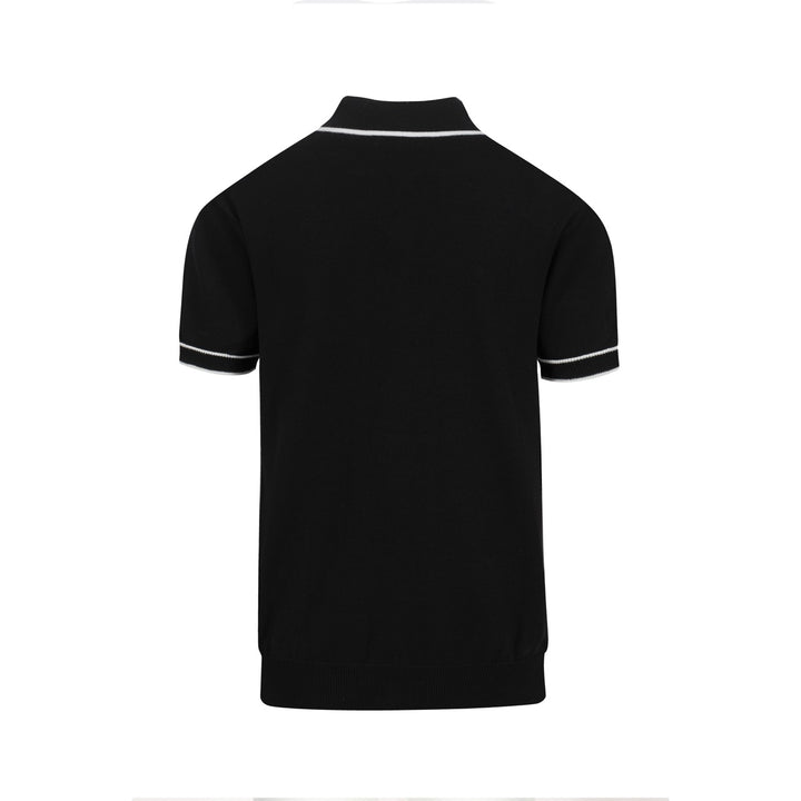 Men's vintage knit V-neck polo shirt