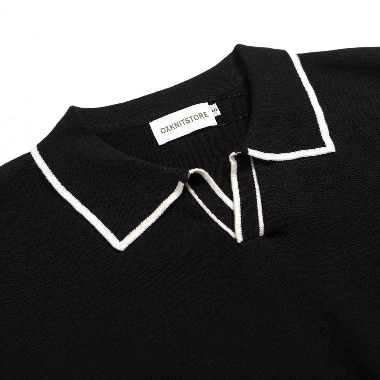 Men's vintage knit V-neck polo shirt