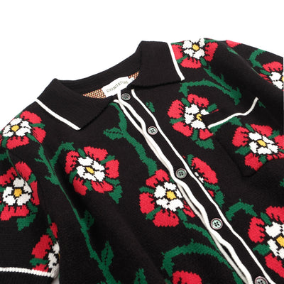 Men's vintage floral cardigan in black