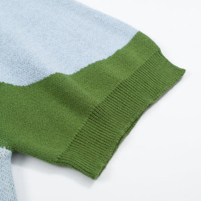 Haut uni à manches longues en tricot vert armée pour hommes