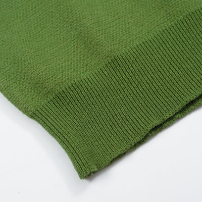 Haut uni à manches longues en tricot vert armée pour hommes