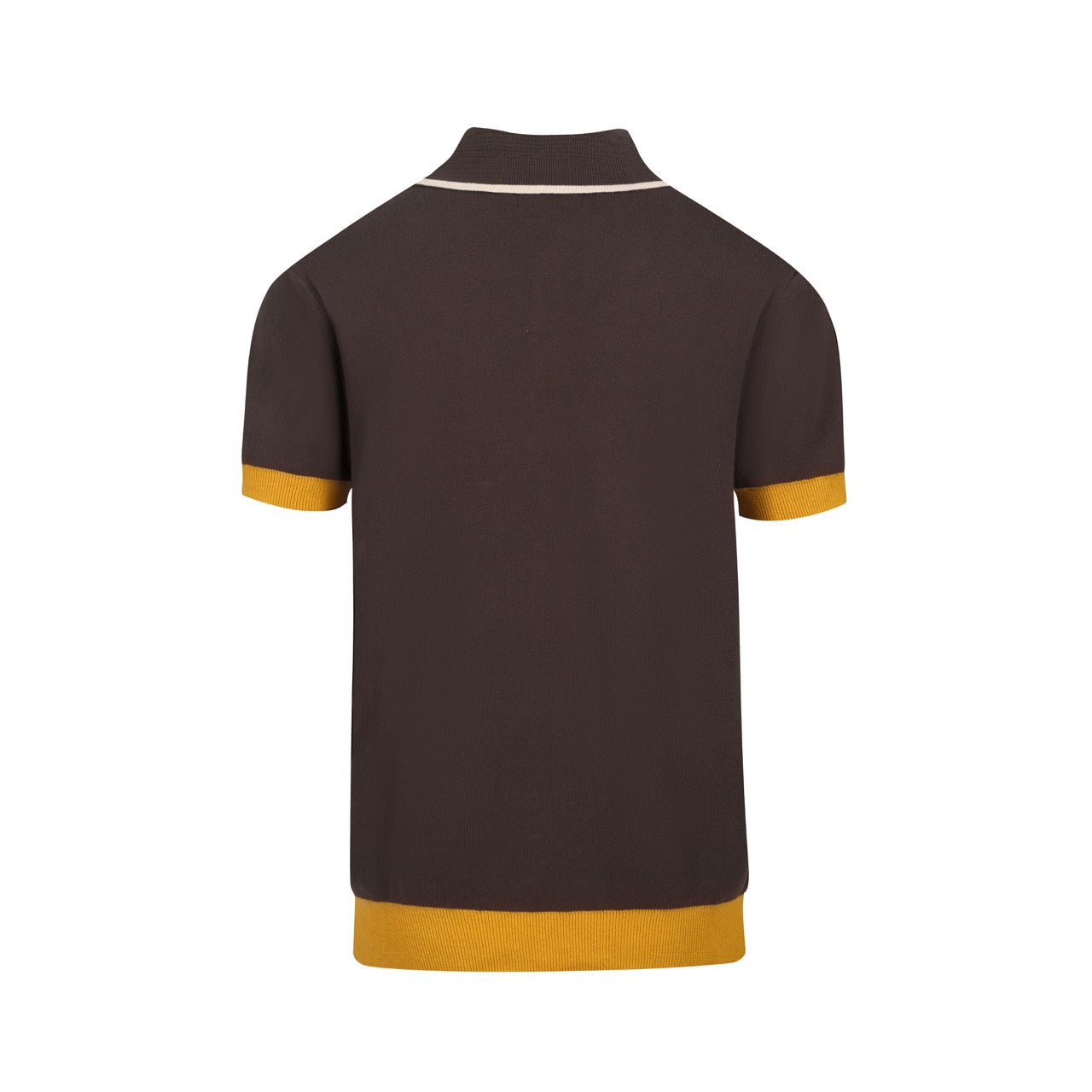 Men's brown knit vintage-style polo shirt