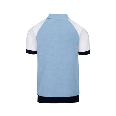 Men's blue zip-up vintage polo shirt