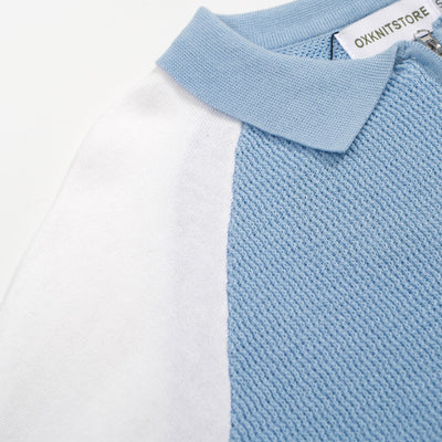 Men's blue zip-up vintage polo shirt