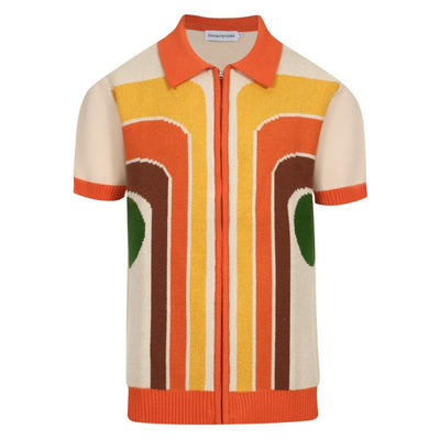 Men's orange vintage casual pull-up cardigan