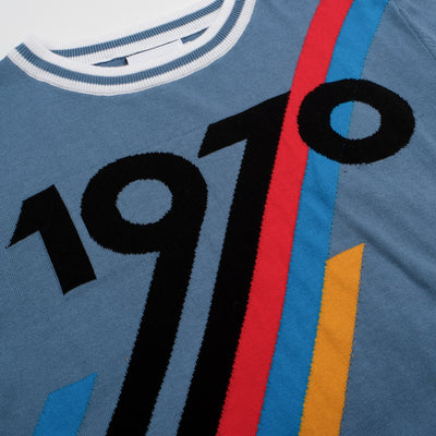 Men's blue vintage 1970 knit T-shirt