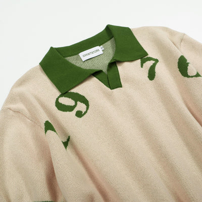 Men's vintage 1976 knit V-neck polo shirt