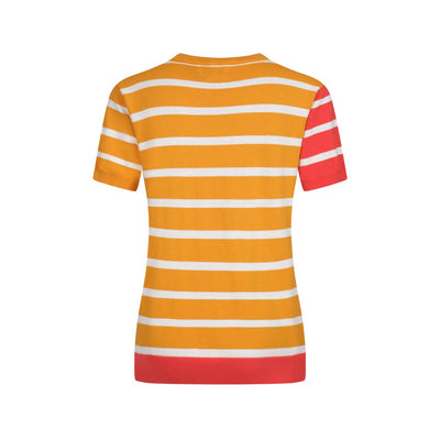 Women's color-matching striped love knit T-shirt