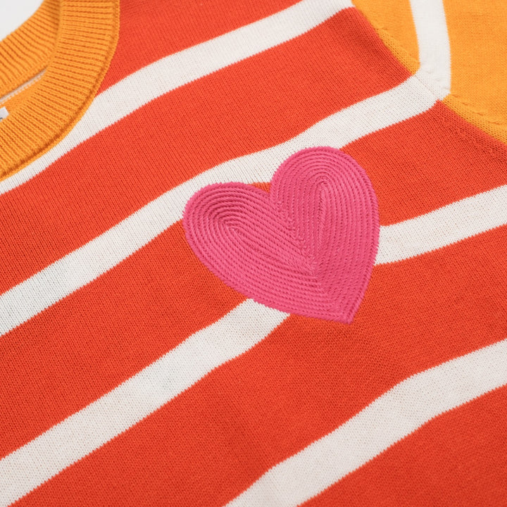 Women's color-matching striped love knit T-shirt