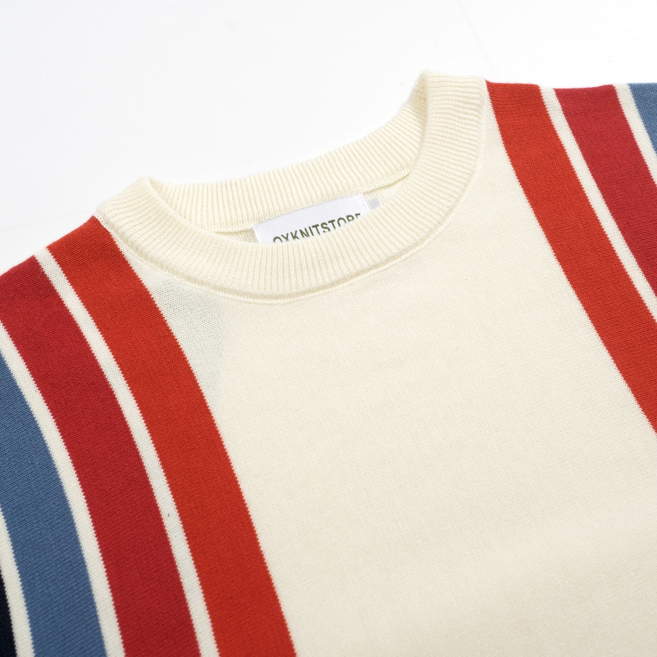 Vintage knit T-shirt with white apricot stripes for men