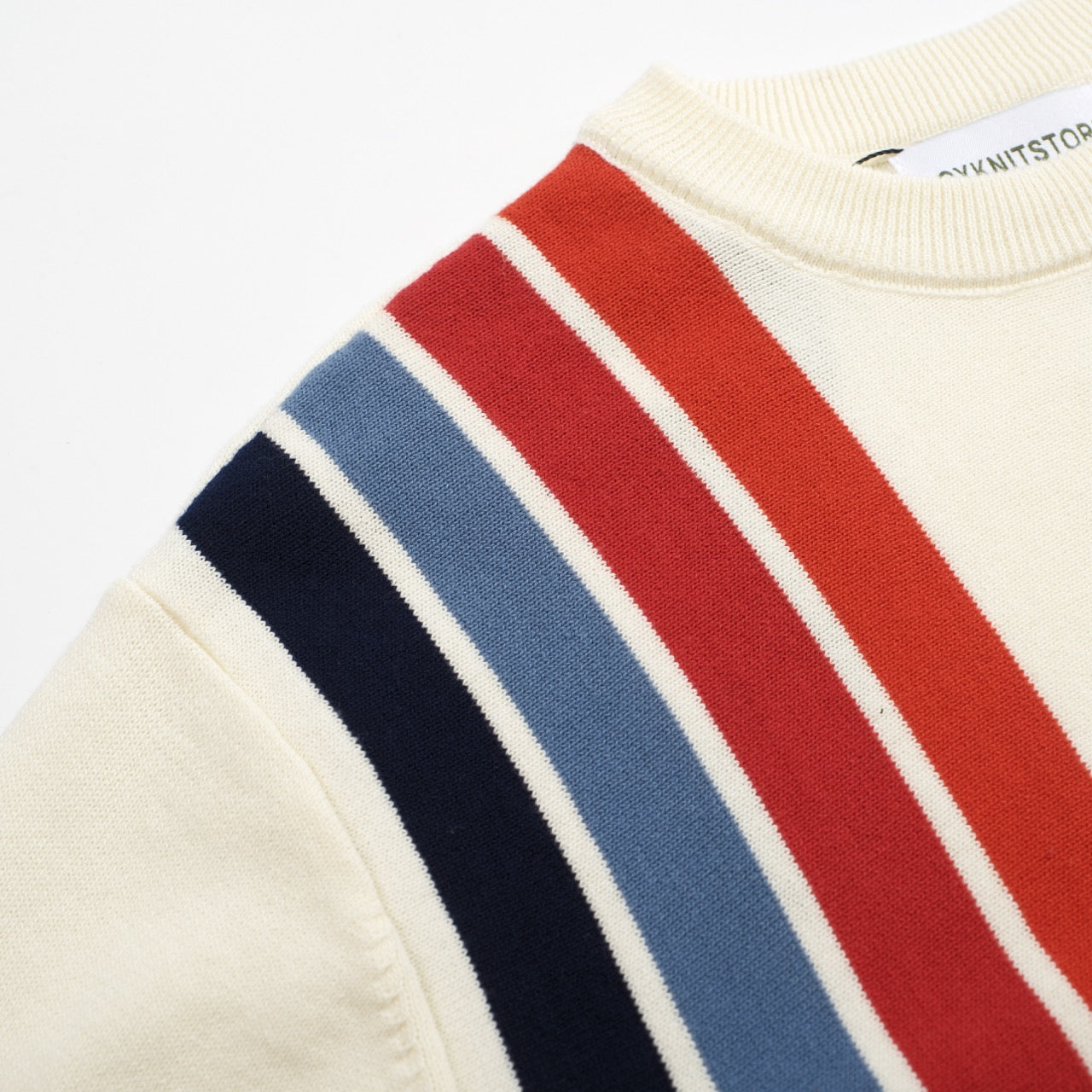 Vintage knit T-shirt with white apricot stripes for men