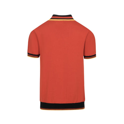 Men's red V-neck knit polo shirt