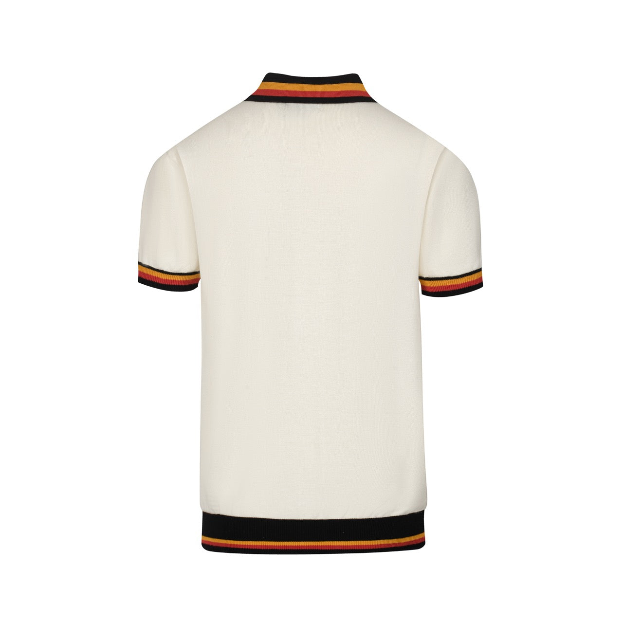 Men's vintage striped white apricot V-neck polo shirt