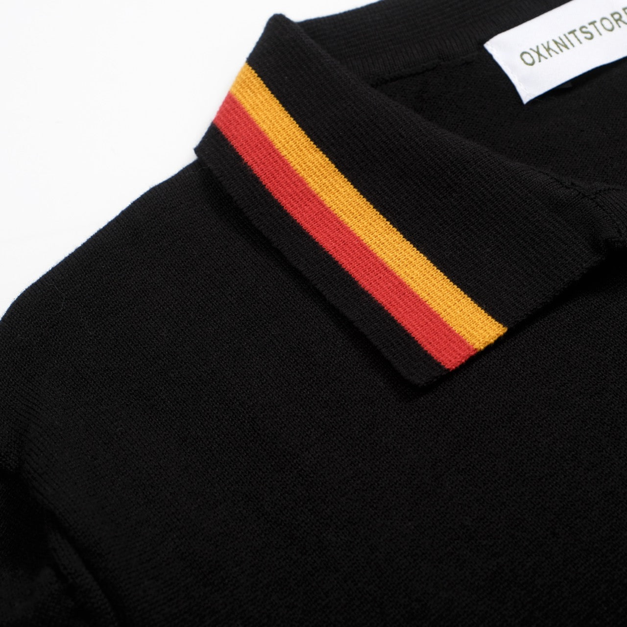 Men's vintage black V-neck knit polo shirt