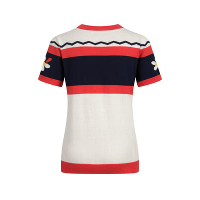 Jaren 60 retro mod-stijl gebreide zwarte racetrui-T-shirts met lange mouwen