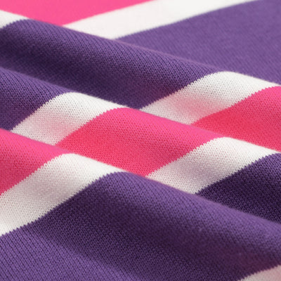 Women's striped purple knit V-neck T-shirt