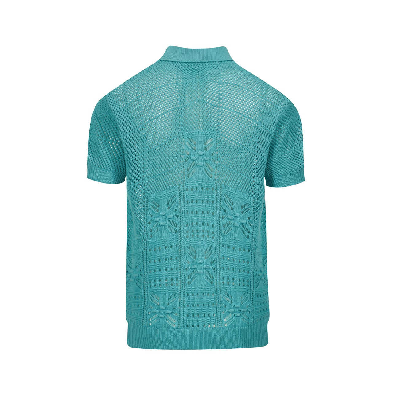 Men's blue knit texture design V-neck polo