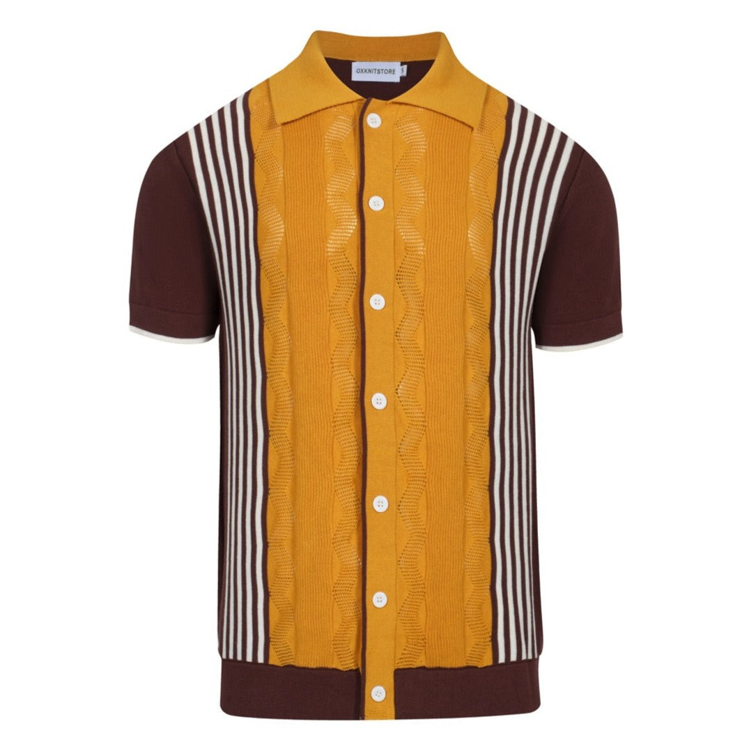 Men's brown casual striped cardigan top