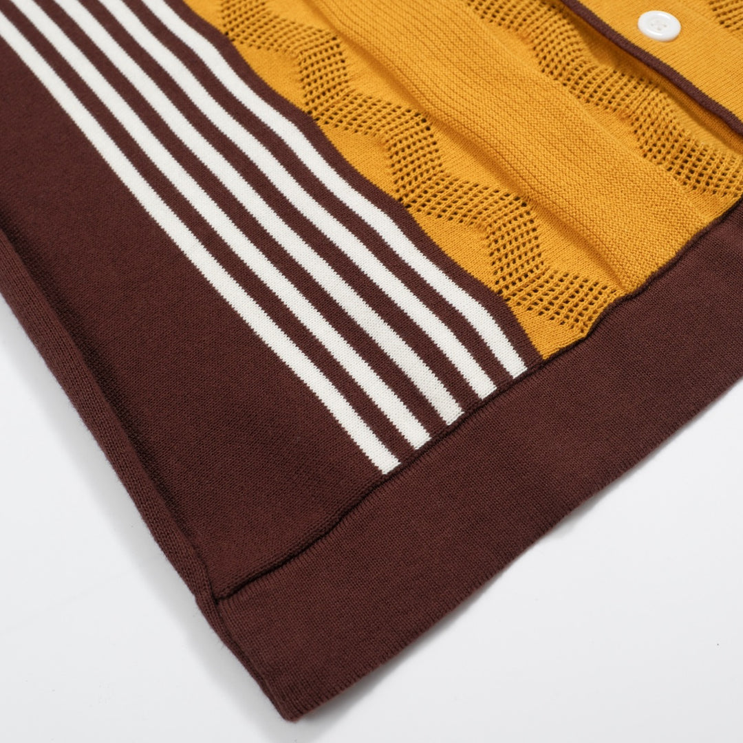 Men's brown casual striped cardigan top