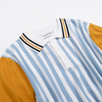 Men's blue striped knit vintage polo shirt