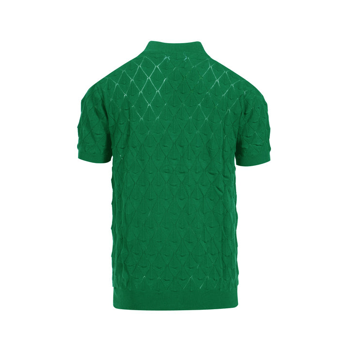 Textura verde para hombres Cárdigan de manga corta Knit