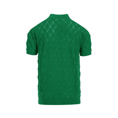 Men's green texture knit short sleeve cardigan top