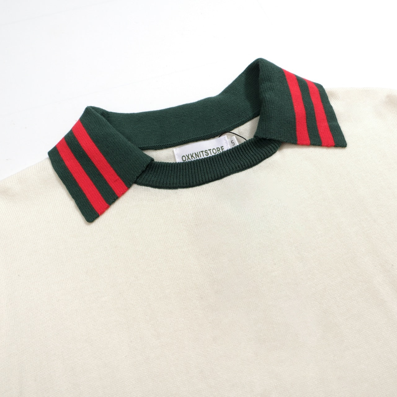 Men's apricot green crew neck knitted polo shirt