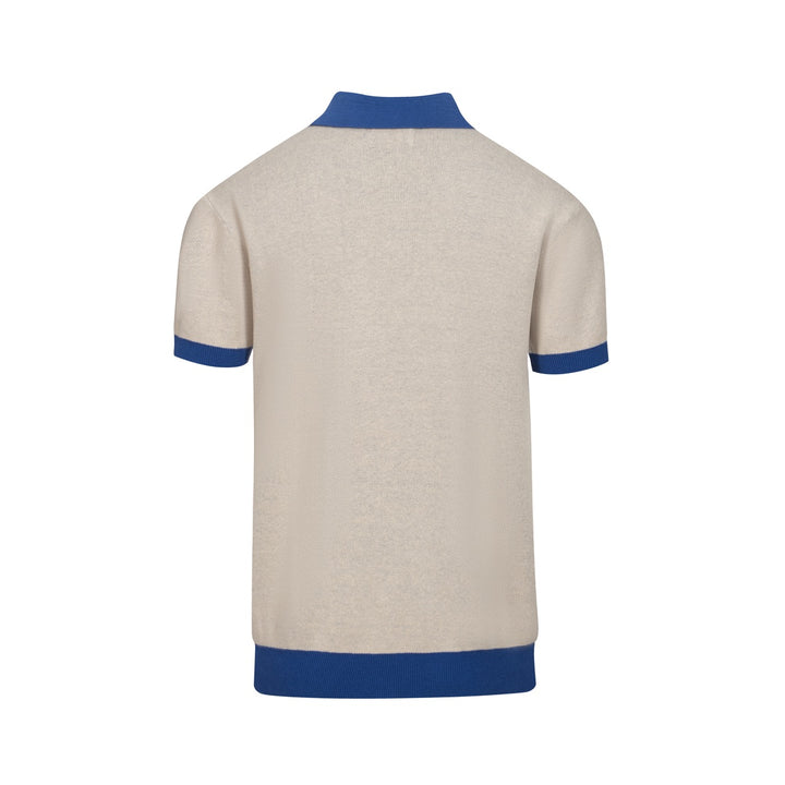 Men's khaki vintage knit jacquard polo shirt