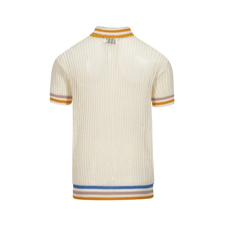 Men's vintage mesh contrast knit polo shirt