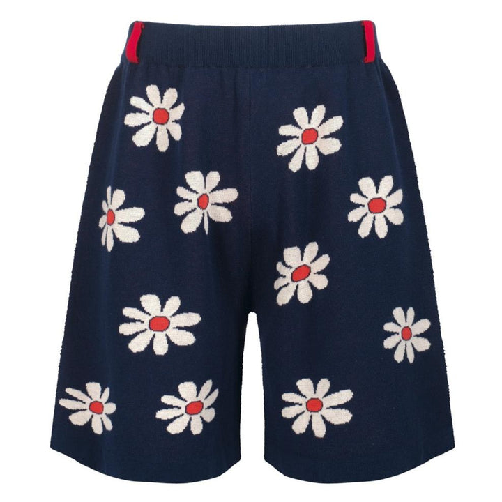 Men's navy blue vintage floral knit shorts