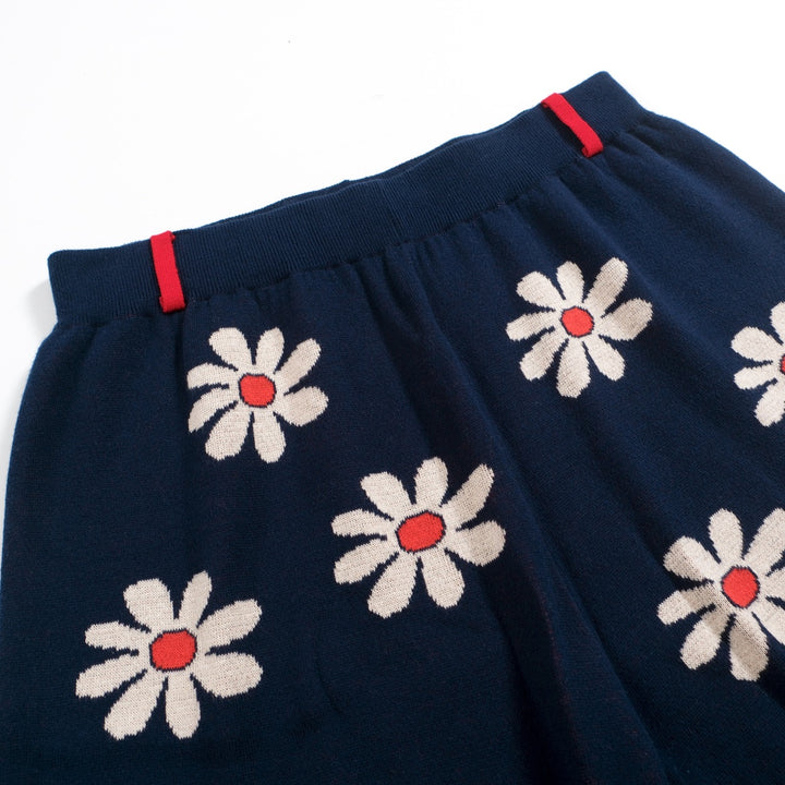 Men's navy blue vintage floral knit shorts