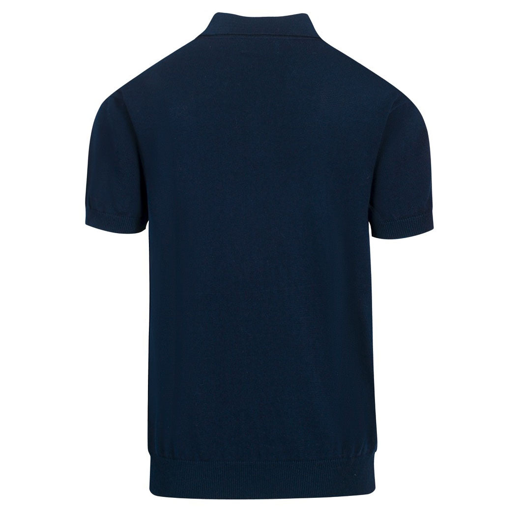 Herren Marine Blue Retro Casual Strick Polo