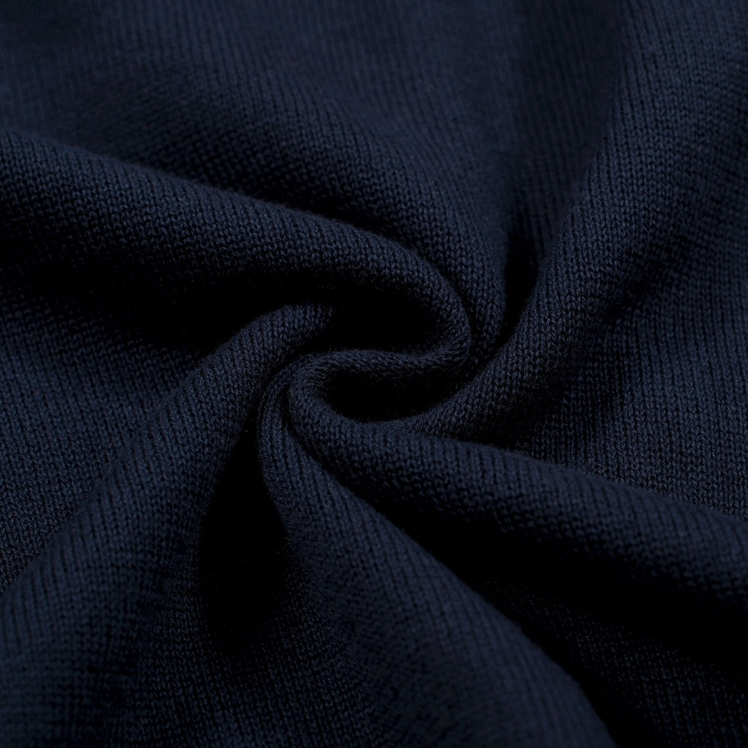 Men's navy blue retro casual knit polo