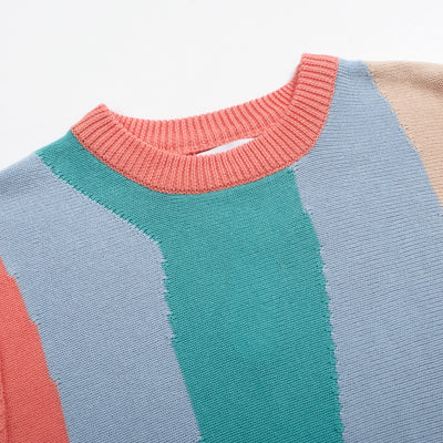 Men's multicolor vintage knit crew neck T-shirt