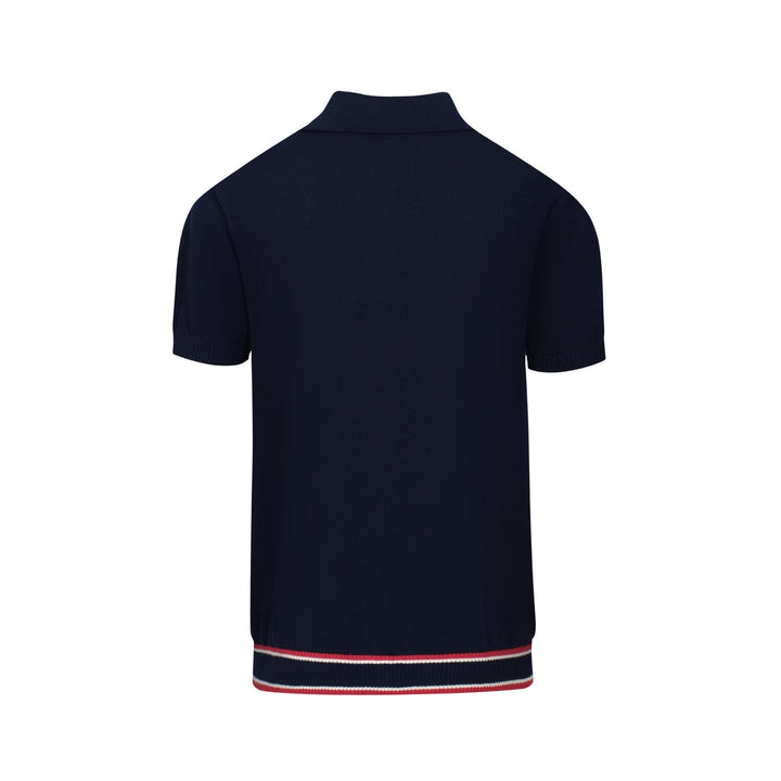 Men's Navy Blue Gradient Polo With Orange Gradient Stripe