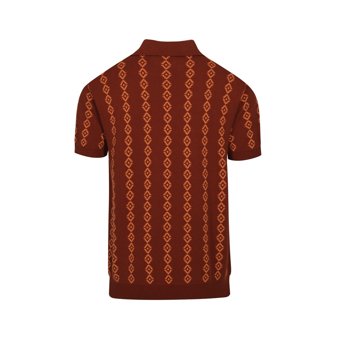 Polos rétro décontractés en tricot marron foncé pour hommes des années 1960