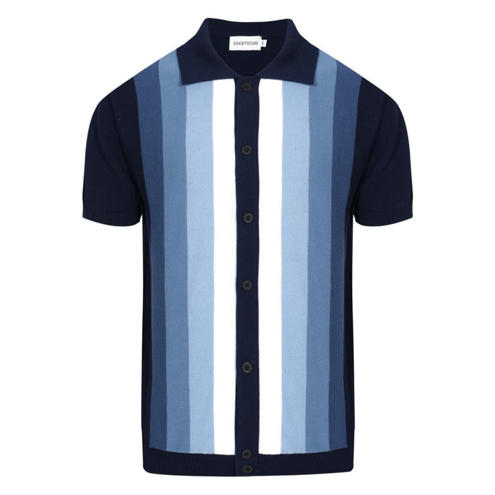 Herren -Blauknopf Polo mit hellblauem Gradienten stricken