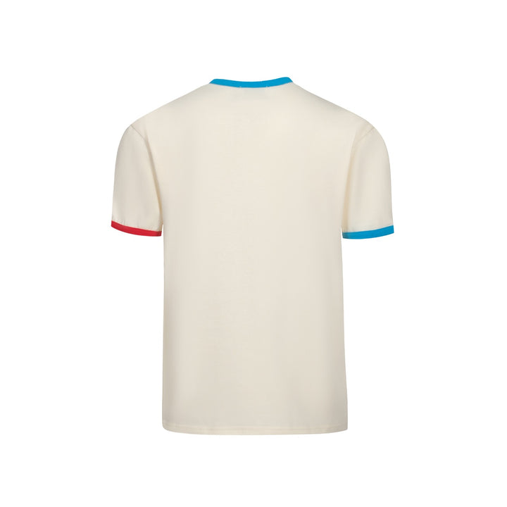 Men's White Retro Chest Stripe Cotton T-Shirt