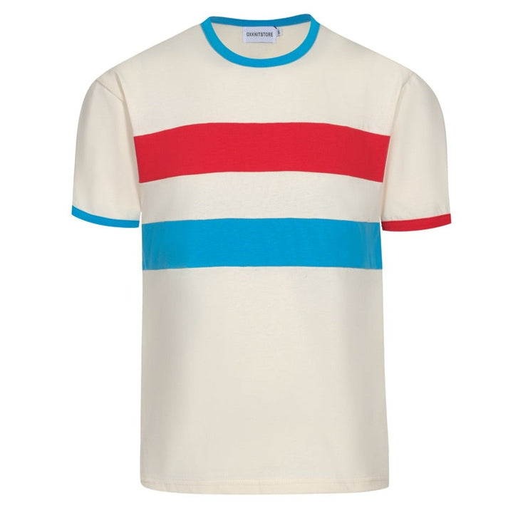 Camiseta de algodón de algodón de rayas retro de cofre retro para hombres